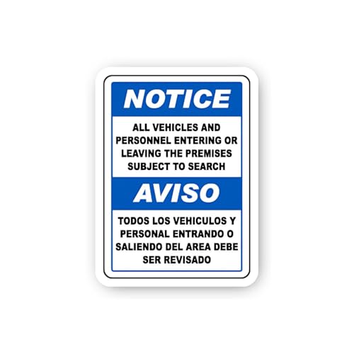 2 (Pieces) 3" and 5" Bilingual Vehicles and Personnel Search Sticker, Waterproof Vinyl Decals for Ma