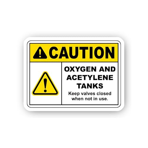 2 (Pieces) 3" and 5" Acetylene and Oxygen Valve Warning Sticker, Waterproof Vinyl Decals for Many Pu