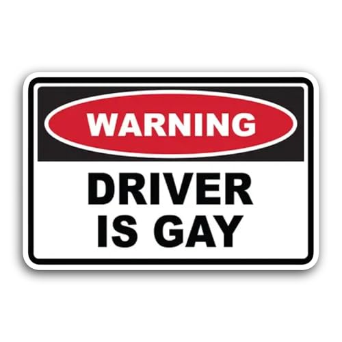 2 (Pieces) 3" and 5" Warning Driver Is Gay Sticker, Waterproof Vinyl Decals for Many Purpose Like Ca