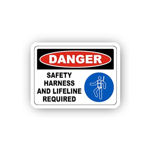 2 (Pieces) 3" and 5" Safety Harness and Lifeline Danger Sticker, Waterproof Vinyl Decals for Many Pu