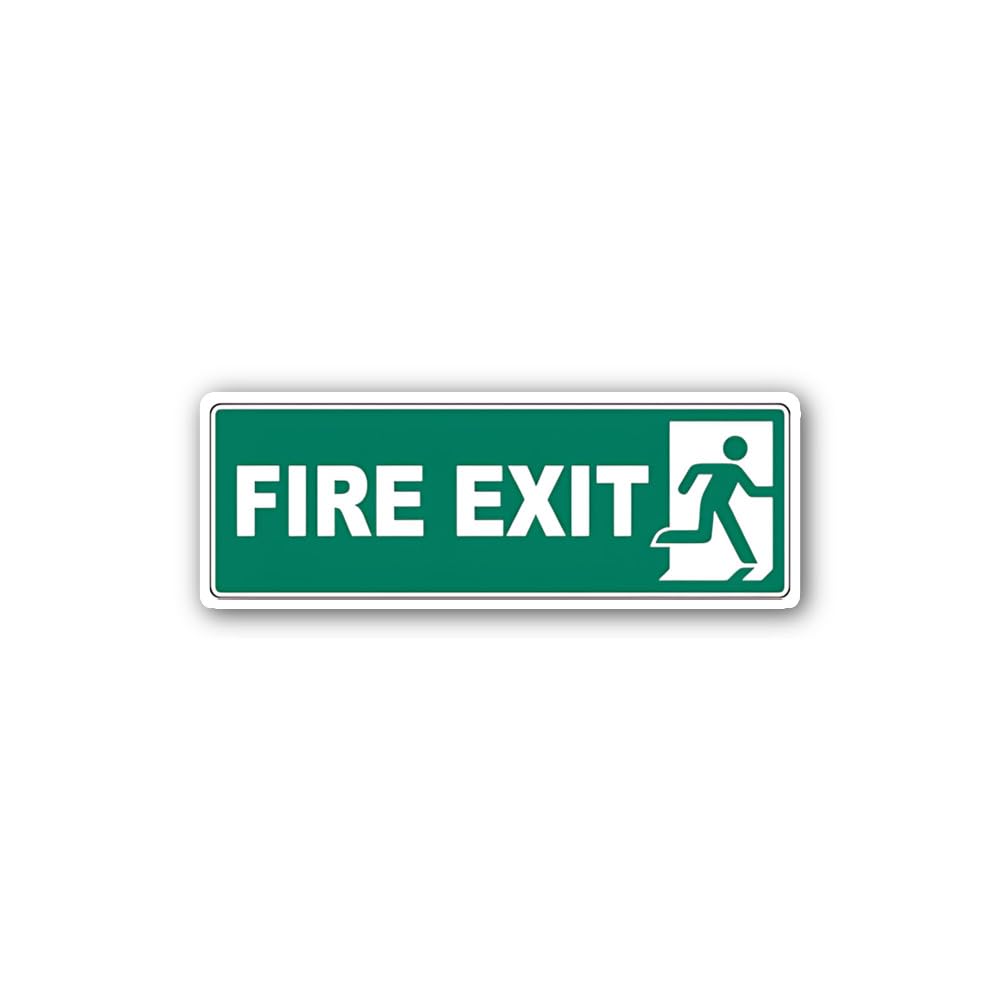 2 (Pieces) 3" and 5" FIRE EXIT Green Sign Sticker, Waterproof Vinyl Decals for Many Purpose Like Car