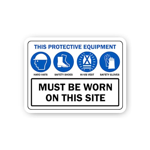 2 (Pieces) 3" and 5" Mandatory Protective Equipment on Site Sticker, Waterproof Vinyl Decals for Man