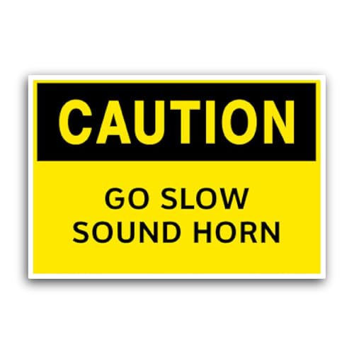 2 (Pieces) 3" and 5" Warning Go Slow Sound Horn Sticker, Waterproof Vinyl Decals for Many Purpose Li