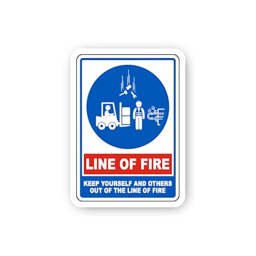 2 (Pieces) 3" and 5" General Safety: Stay Out of The Line of Fire Sticker, Waterproof Vinyl Decals f