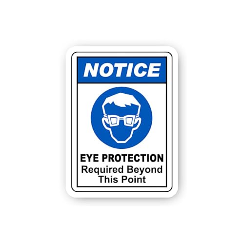 2 (Pieces) 3" and 5" Eye Protection Required Beyond This Point Notice Sticker, Waterproof Vinyl Deca