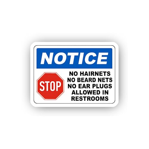 2 (Pieces) 3" and 5" Restroom Prohibited Gear Warning Sticker, Waterproof Vinyl Decals for Many Purp
