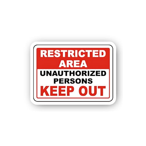 2 (Pieces) 3" and 5" Restricted Area Unauthorized Persons Keep Out Sign Sticker, Waterproof Vinyl De