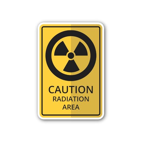 2 (Pieces) 3" and 5" Caution Radiation Area Sign Sticker, Waterproof Vinyl Decals for Many Purpose L