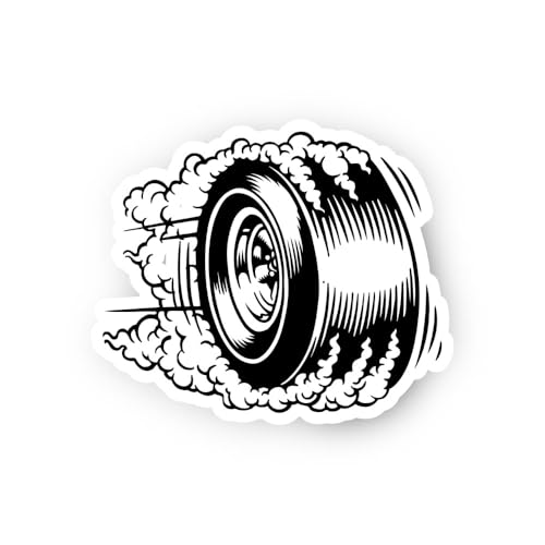 2 (Pieces) 3" and 5" Smoking Wheel Burnout Sticker, Waterproof Vinyl Decals for Many Purpose Like Ca