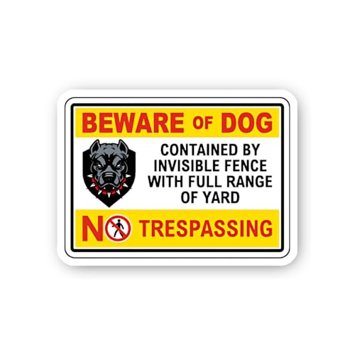 2 (Pieces) 3" and 5" Beware of Dog with Invisible Fence and No Trespassing Sticker, Waterproof Vinyl