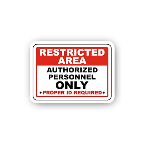 2 (Pieces) 3" and 5" Restricted Area Authorized Personnel Only with ID Sign Sticker, Waterproof Viny