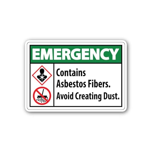 2 (Pieces) 3" and 5" Emergency Asbestos Sticker, Waterproof Vinyl Decals for Many Purpose Like Cars,