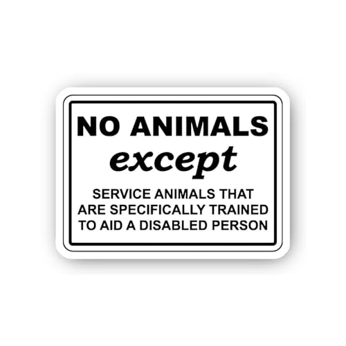 2 (Pieces) 3" and 5" No Animals Except Service Animals Sticker, Waterproof Vinyl Decals for Many Pur
