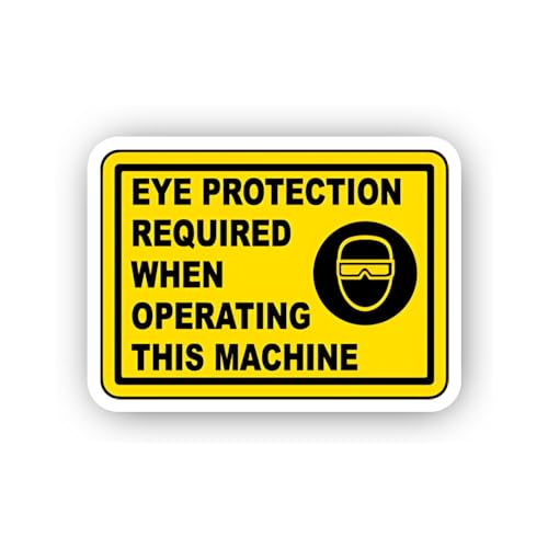 2 (Pieces) 3" and 5" Mandatory Eye Protection Safety Sticker, Waterproof Vinyl Decals for Many Purpo