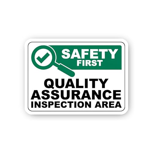 2 (Pieces) 3" and 5" Safety First: Quality Assurance Inspection Area Sign Sticker, Waterproof Vinyl