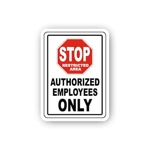 2 (Pieces) 3" and 5" Stop Restricted Area Authorized Employees Only Sticker, Waterproof Vinyl Decals