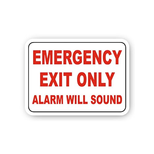 2 (Pieces) 3" and 5" Emergency Exit Only Alarm Will Sound Sticker, Waterproof Vinyl Decals for Many