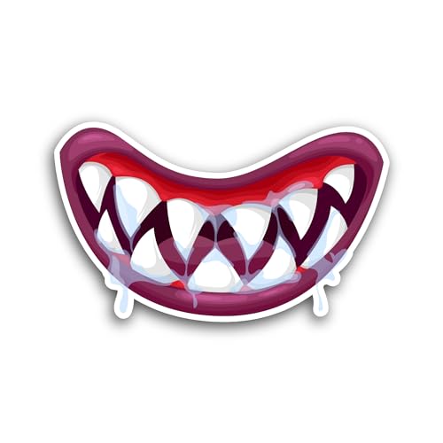 2 (Pieces) 3" and 5" Vampire Monster Smile Sticker, Waterproof Vinyl Decals for Many Purpose Like Ca