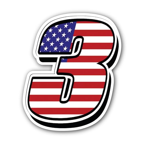 2 (Pieces) 3" and 5" American Flag in Number 3 Sticker, Waterproof Vinyl Decals for Many Purpose Lik