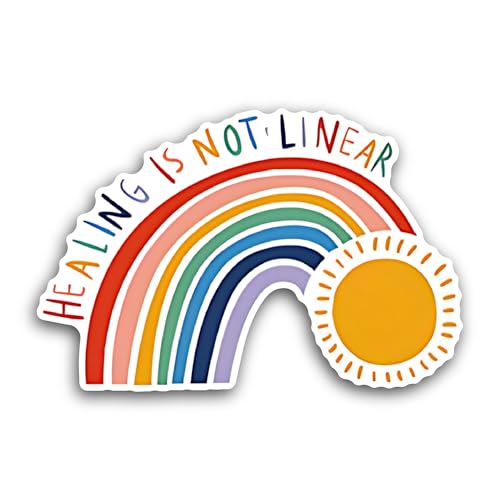 2 (Pieces) 3" and 5" Healing is Not Linear Sticker, Waterproof Vinyl Decals for Many Purpose Like Ca