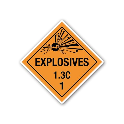 2 (Pieces) 3" and 5" Division 1.3C Explosives Placard Sticker, Waterproof Vinyl Decals for Many Purp