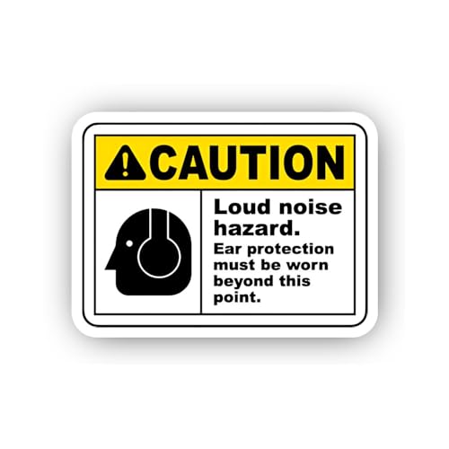 2 (Pieces) 3" and 5" Safety Ear Protection Required Beyond This Point Sticker, Waterproof Vinyl Deca