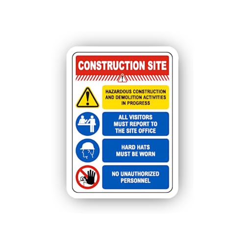 2 (Pieces) 3" and 5" Hazardous Site Multi-Instruction Board Sticker, Waterproof Vinyl Decals for Man