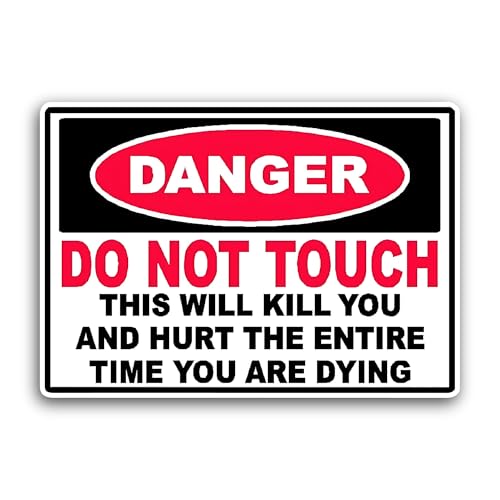2 (Pieces) 3" and 5" Danger Do Not Touch Text Sticker, Waterproof Vinyl Decals for Many Purpose Like