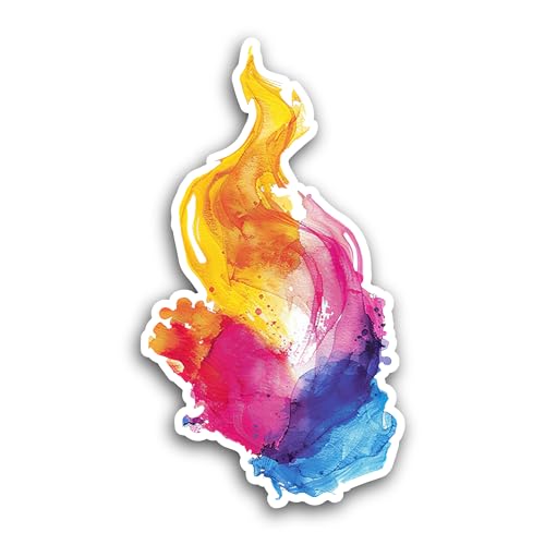2 (Pieces) 3" and 5" Blue and Orange Fire Sticker, Waterproof Vinyl Decals for Many Purpose Like Car
