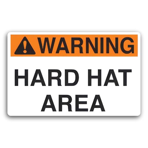 2 (Pieces) 3" and 5" Warning Hard Hat Area Sticker, Waterproof Vinyl Decals for Many Purpose Like Ca