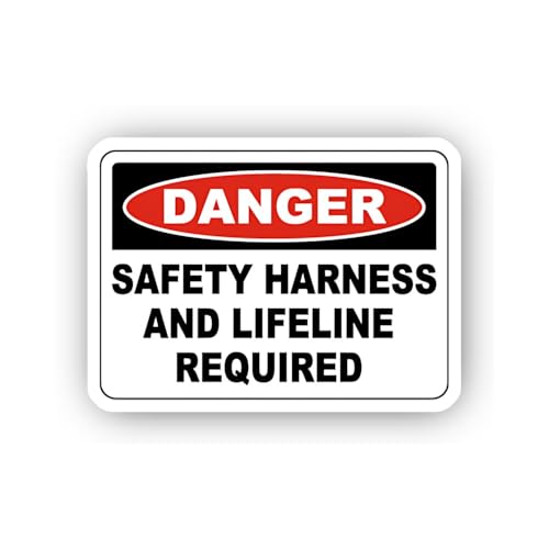 2 (Pieces) 3" and 5" Industrial Safety Harness and Lifeline Warning Sticker, Waterproof Vinyl Decals