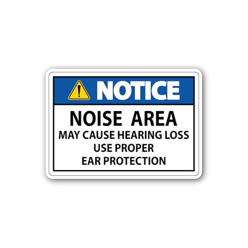 2 (Pieces) 3" and 5" Hearing Protection Required Notice Sticker, Waterproof Vinyl Decals for Many Pu