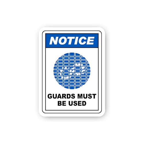 2 (Pieces) 3" and 5" Notice Guards Must Be Used Sticker, Waterproof Vinyl Decals for Many Purpose Li