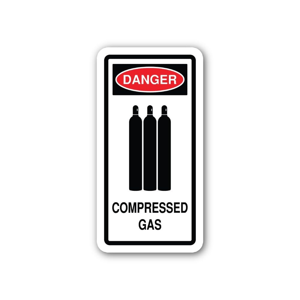 2 (Pieces) 3" and 5" Compressed Gas Cylinders Wall Sign Sticker, Waterproof Vinyl Decals for Many Pu