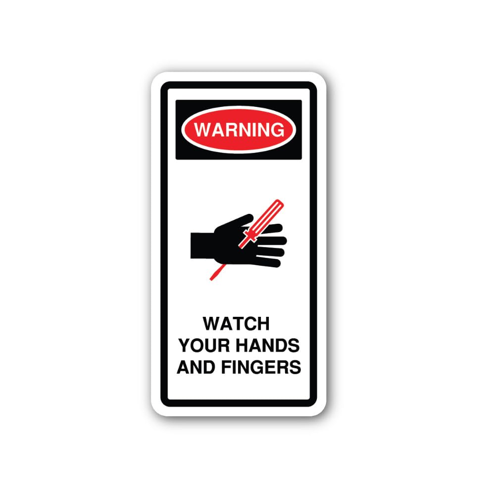 2 (Pieces) 3" and 5" Warning Sign That advises People to be Careful with Their Hands and Fingers Sti