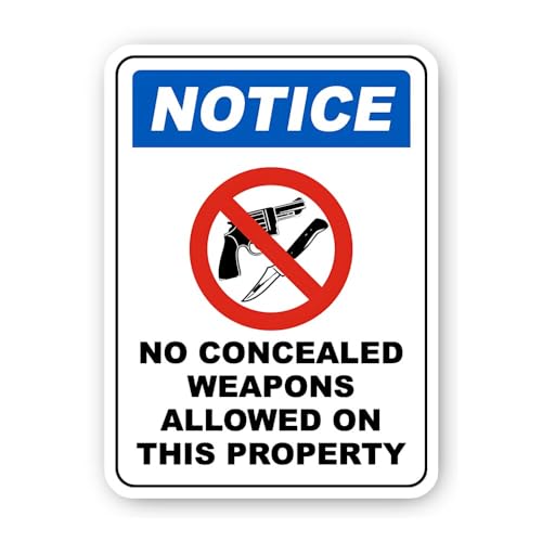 2 (Pieces) 3" and 5" Notice No Concealed Weapons Allowed Sticker, Waterproof Vinyl Decals for Many P