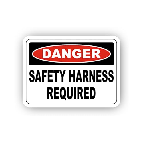 2 (Pieces) 3" and 5" Safety Harness Required Danger Sticker, Waterproof Vinyl Decals for Many Purpos