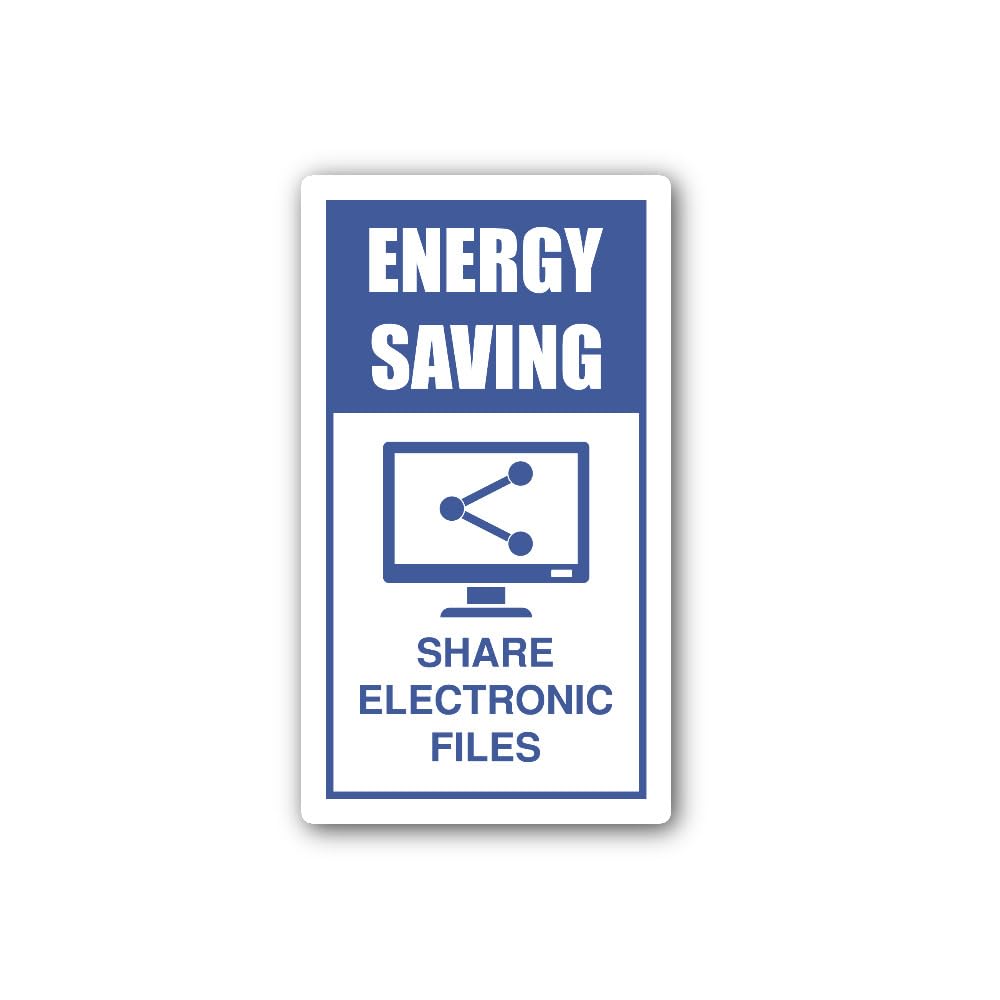 2 (Pieces) 3" and 5" Energy Saving Share Electronic Files Sign Sticker, Waterproof Vinyl Decals for