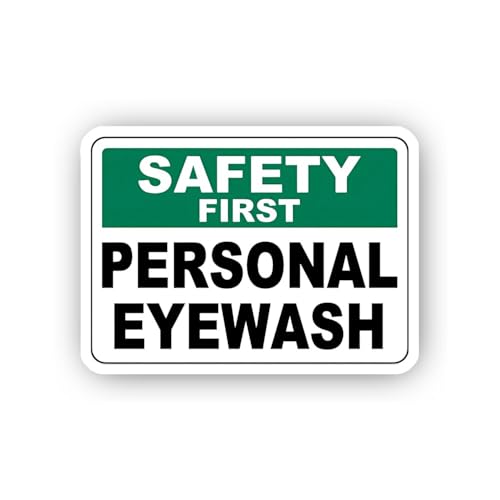 2 (Pieces) 3" and 5" Personal Eyewash Safety Sign Sticker, Waterproof Vinyl Decals for Many Purpose
