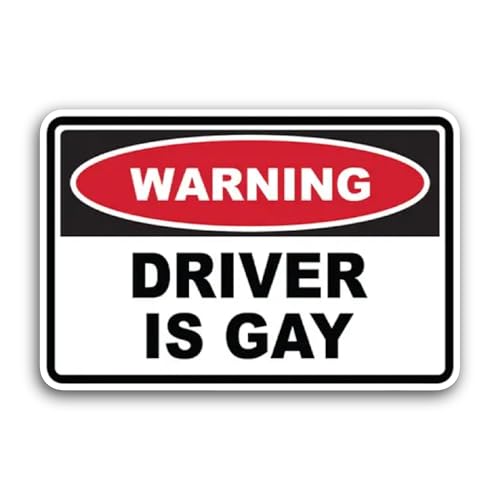 2 (Pieces) 3" and 5" Warning Driver is Gay Text Sticker, Waterproof Vinyl Decals for Many Purpose Li