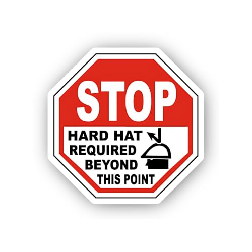 2 (Pieces) 3" and 5" Octagonal Stop Hard Hat Mandatory Sticker, Waterproof Vinyl Decals for Many Pur