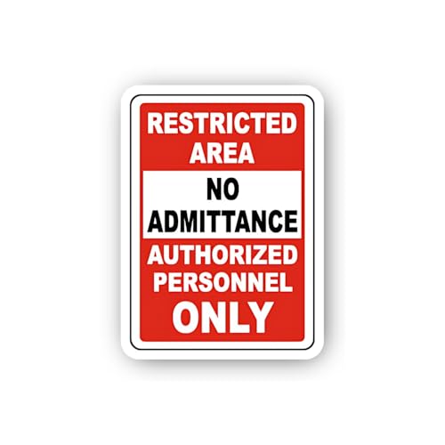 2 (Pieces) 3" and 5" Restricted Area No Admittance Authorized Personnel Only Sign Sticker, Waterproo