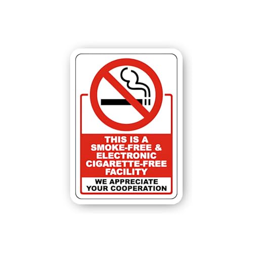 2 (Pieces) 3" and 5" Smoke-Free and Electronic Cigarette-Free Facility Sticker, Waterproof Vinyl Dec