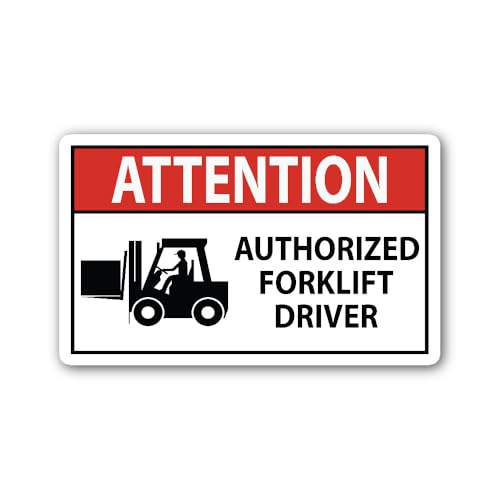 2 (Pieces) 3" and 5" Attention Authorized Forklift Driver Sign Sticker, Waterproof Vinyl Decals for