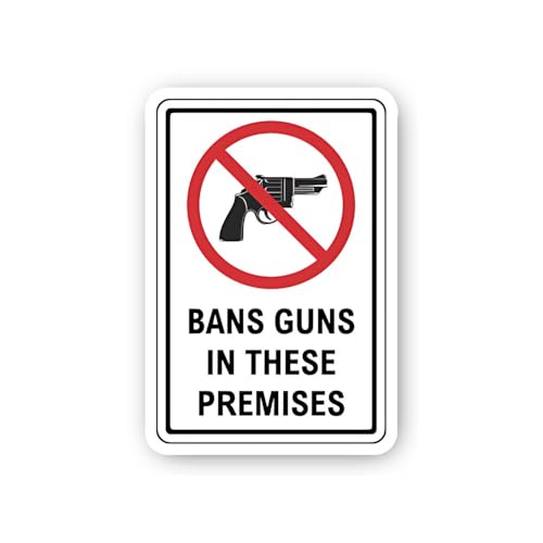 2 (Pieces) 3" and 5" No Guns on Premises Sticker, Waterproof Vinyl Decals for Many Purpose Like Cars
