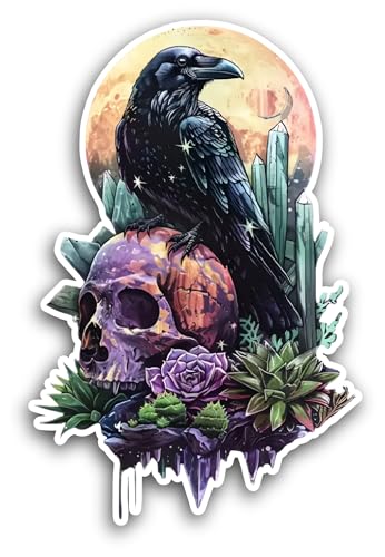 2 (Pieces) 3" and 5" Bird and Skull Sticker, Waterproof Vinyl Decals for Many Purpose Like Cars, Tru
