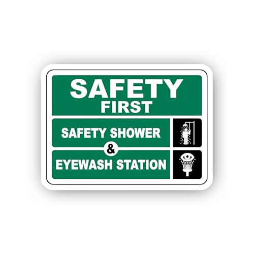 2 (Pieces) 3" and 5" Safety Shower and Eyewash Station Sign Sticker, Waterproof Vinyl Decals for Man
