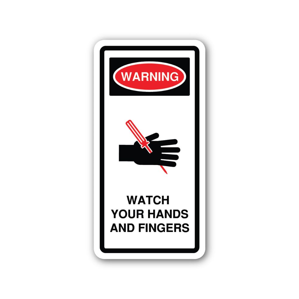 2 (Pieces) 3" and 5" Hand with a red Screwdriver-Like Object Sticker, Waterproof Vinyl Decals for Ma