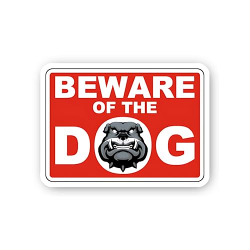 2 (Pieces) 3" and 5" Beware of The Dog with Bulldog Head Sticker, Waterproof Vinyl Decals for Many P