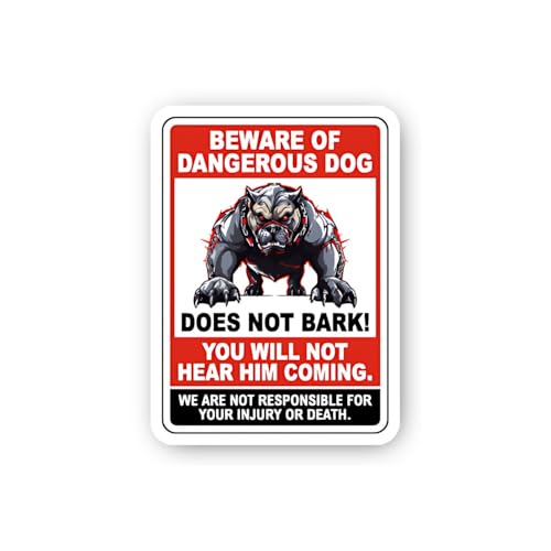 2 (Pieces) 3" and 5" Beware of Dangerous Dog, Does Not Bark Sticker, Waterproof Vinyl Decals for Man